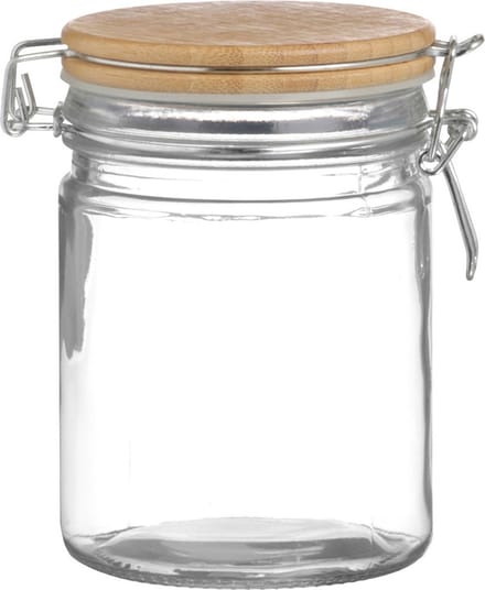 Urban Living Voorraadpot/bewaarpot - 700 ml - glas - met beugelsluiting - bamboe deksel