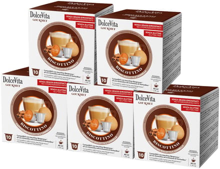 Dolce Vita Gourmet Biscottino - Multipack - 50 (5x10) Koffiecups Compatibel met Nespresso Coffee Machine