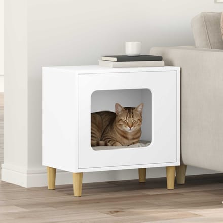 vidaXL - Kattenhuis - Wit - 51 - x - 30 - x - 52 - cm - Bewerkt - hout