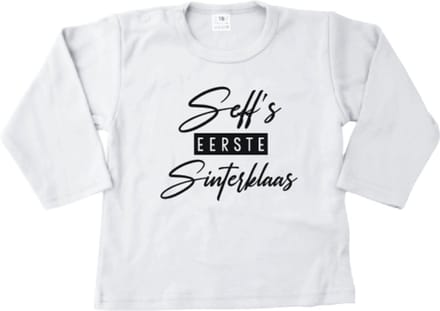 Persoonlijk eerste Sinterklaas Shirtje – Eigen Naam- maat 68 – wit – Uniek Cadeau