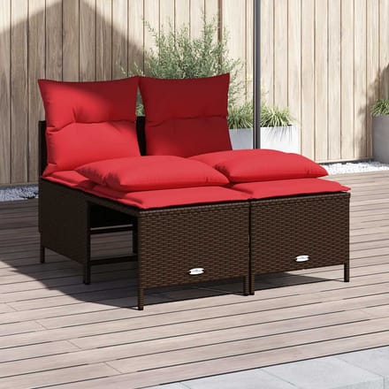 vidaXL - 4-delige - tuinbankset - met - kussens, - bruin - polyrotan