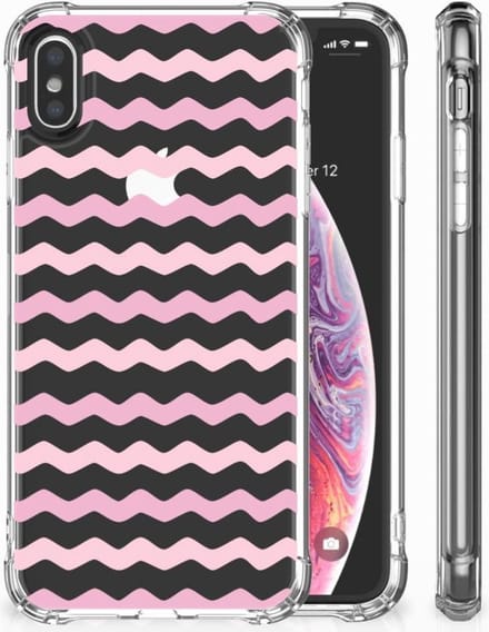 Apple iPhone X | Xs Doorzichtige Silicone Hoesje Waves Roze