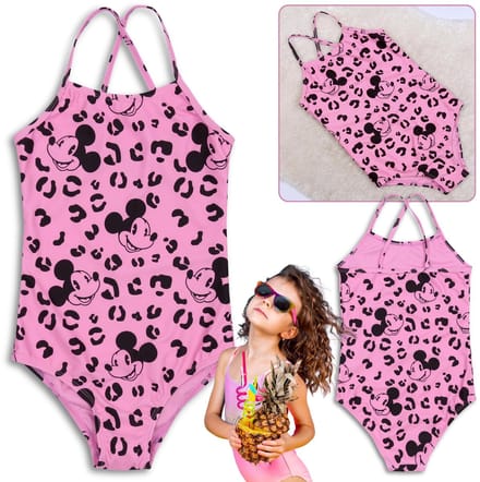 Mickey Mouse Disney Roze meisjesbadpak, eendelig, luipaardprint / 140