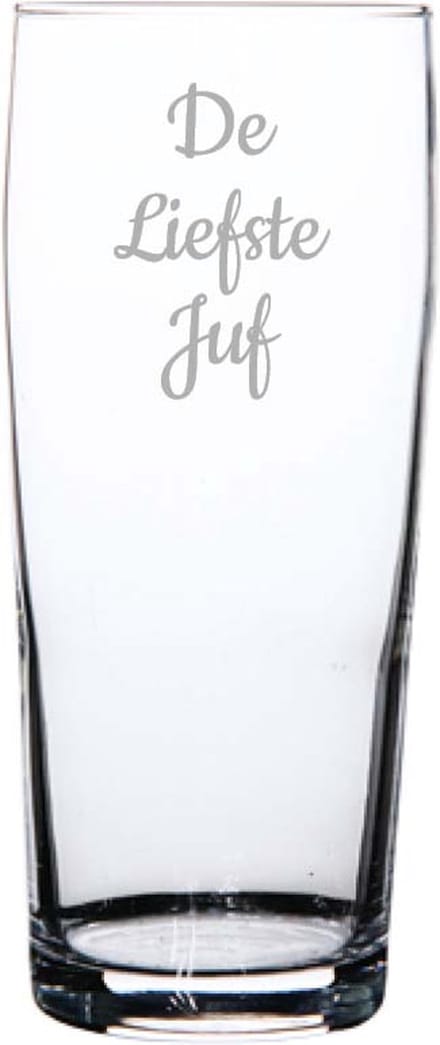 Gegraveerde bierfluitje 19cl De Liefste Juf