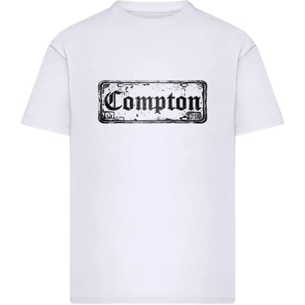 Mister Tee - Compton License Plate Oversize Heren Tshirt - M - Wit