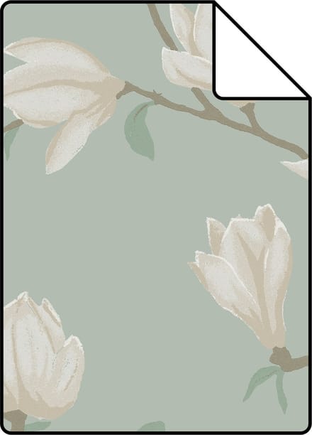 Proefstaal ESTAhome behang magnolia celadon groen - 26.5 x 21 cm - 139405-S