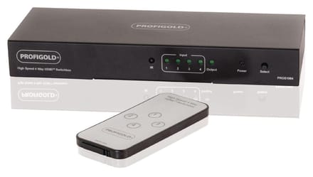 Profigold HDMI schakelaar 4 naar 1 met afstandsbediening en voedingsadapter