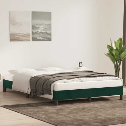 vidaXL - Bedframe - zonder - matras - 140x210 - cm - fluweel - donkergroen
