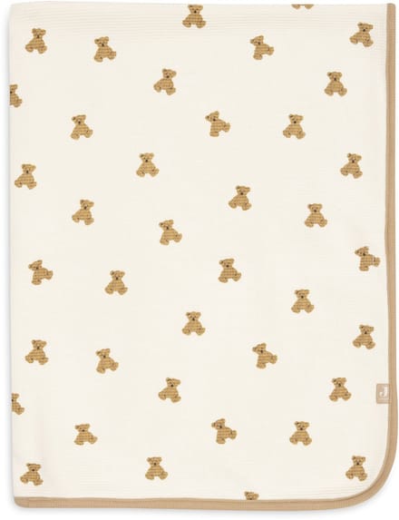 Jollein Baby Deken Wieg - 75x100cm - Little Waffle - Mini Teddy Bear
