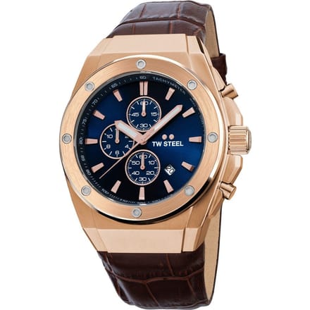 TW Steel TWCE4106 CEO Tech Steel Chrono Bruin Leer 44mm