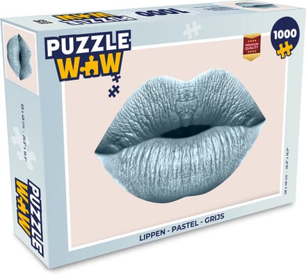 Puzzel Lippen - Pastel - Grijs - Legpuzzel - Puzzel 1000 stukjes volwassenen