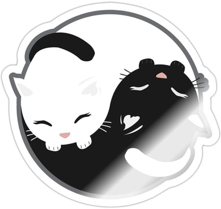 Yin Yang Katten Sticker maat S (10 x 10 cm)