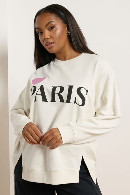 Yours Cream 'Paris' Hart Sweatshirt Size 42