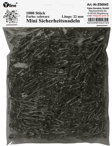1000x Kleine Zwarte Veiligheidsspelden - Mini Speldjes ca. 22 mm