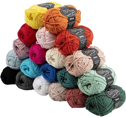 Katoengaren, diverse kleuren, L: 80-85 m, 20x50 gr/ 1 doos