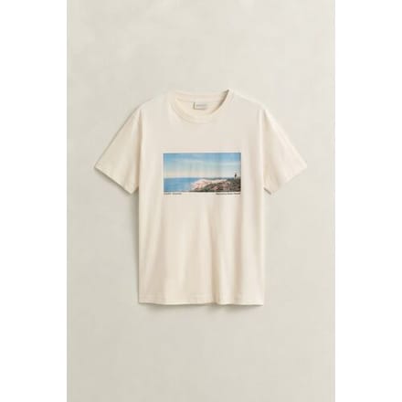 Gant T-Shirt Scenery Graphic Short Sleeve Cream / male