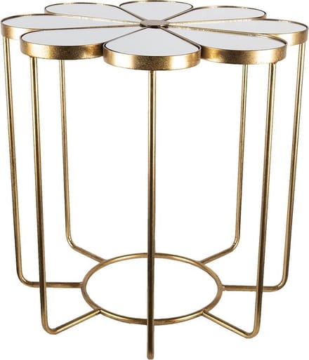 Clayre & Eef Bijzettafel Ø 62x61 cm Goudkleurig Metaal Glas