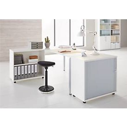 Schäfer Shop Select Dwarsrolluikkast, hout, 2 legplanken, B 800 mm x D 421 x H 750 mm, wit, wit.