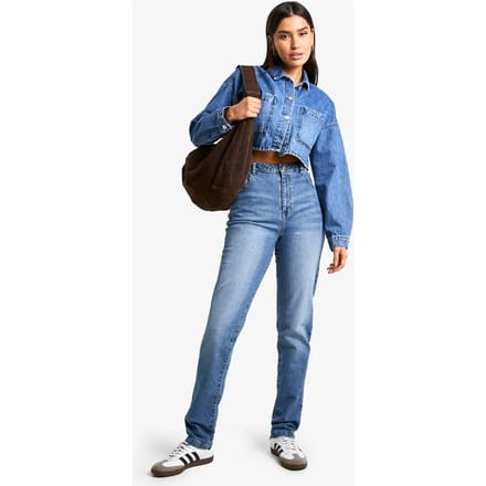 boohoo Dames Tall Basic Slim Fit Spijkerbroek | Light Wash | Maat: 6/34L