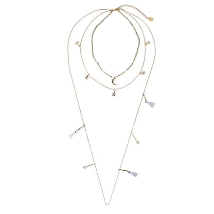 Ketting - Ster, maan, Galaxy - Meerdere laagjes - Goudkleurig