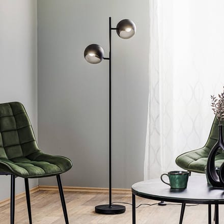Markslöjd Vloerlamp Edgar, 2-lamps, zwart