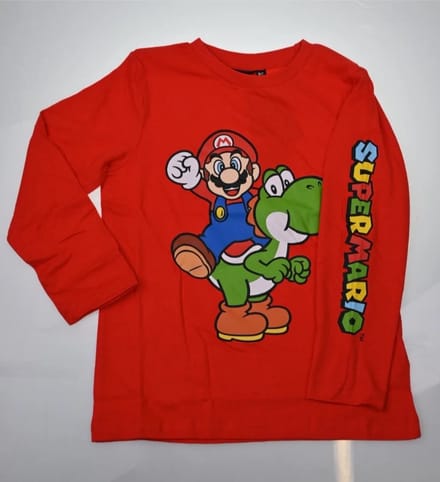 Super Mario T-shirt - Longsleeve - Rood. Maat 140/146 cm - 10/11 jaar.