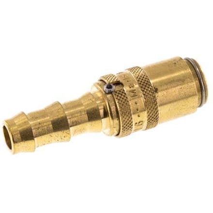 Messing DN 6 Tempereerkoppeling Snelkoppeling 9.5 mm Slangpilaar Loskoppelbeveiliging Dubbele afsluiting