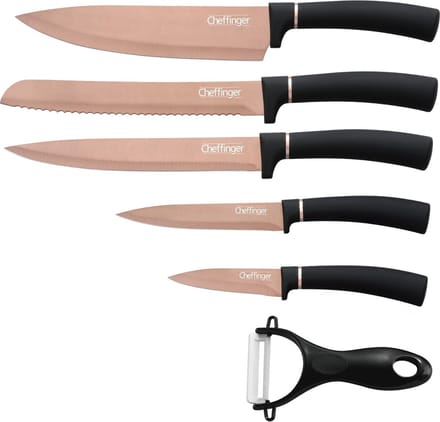 Cheffinger Messenset - 6-delig - Rose Goud / Zwart