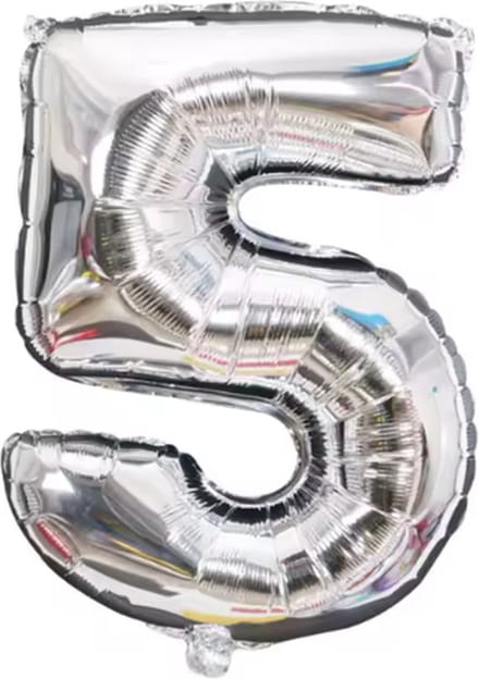 Jumada's - Feestelijk - Cijferballon - Folieballon - 70cm - Zilver - Nummer 5