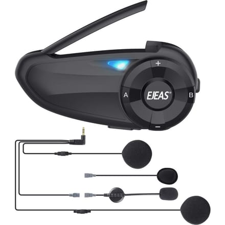 EJEAS 1PC Motorhelm Intercoms 800m BT Draadloze Headset 7-Mensen Schakelaar Intercoms Ingebouwd zwart