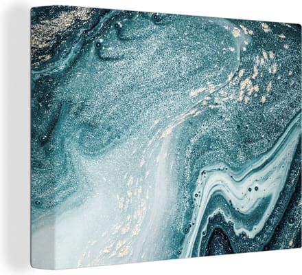 Canvas Schilderij Edelstenen - Blauw - Natuur - Marmer - Abstract - 80x60 cm - Wanddecoratie