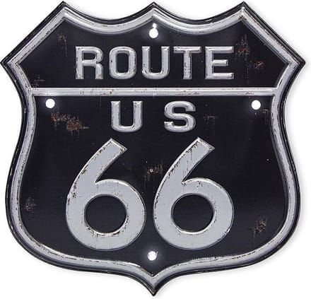 Balvi Muurdecoratie Route 66 17,5 Cm Pvc Zwart/zilver