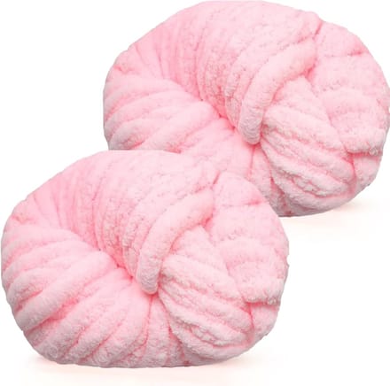 2 x 250 g Chenille breiwol, chenille breiwol, babyroze