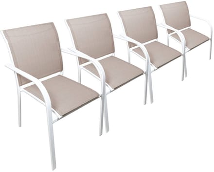 sweeek - Set van 4 tuinstoelen van aluminium en textileen 62 x 55 x 84 cm - amara