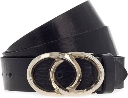 b.belt Leren Riem Lola Gold Belt W75 Black Zwart