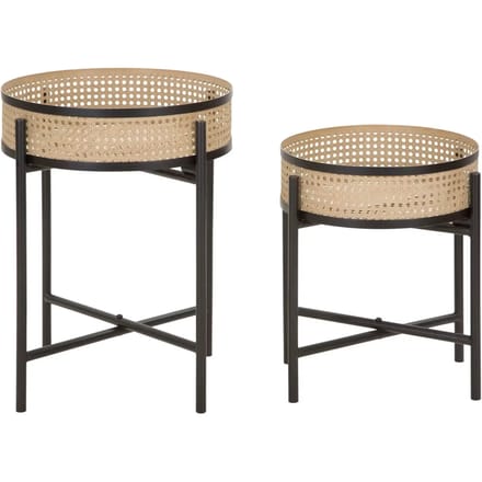 Set van metalen salontafels FUJI, met Weense vlechtpatroon.