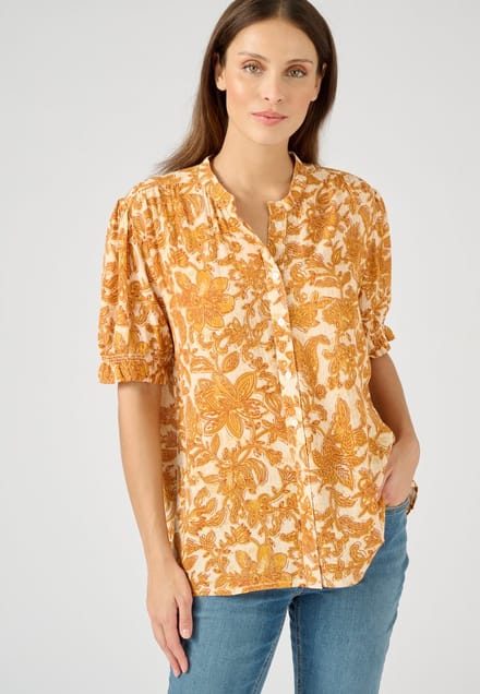 Damart - Blouse met reliëf in zuivere viscose - Dames - Geel - 48