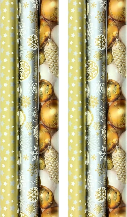 NAVIDAD DE ORO cadeaupapier - kerstpapier inpakpapier voor Kerst - 3 meter x 70 cm - 6 rollen