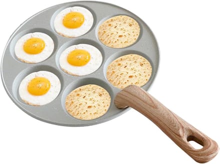 Omeletpan met 7 cups - Eierkoekenpan Pannenkoekenpan - Ontbijt Koken - Antiaanbaklaag - 23 cm - Wit