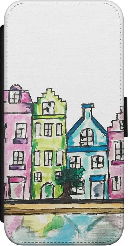 Casimoda® bookcase - Geschikt voor iPhone 8 - Hoesje met pasjeshouder - Amsterdam - Multi - Kunstleer