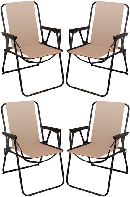 Redcliffs Klapstoel unica - 4x - beige - voor kinderen - 75 x 38 cm - metaal/polyester - campingstoel / tuinstoel