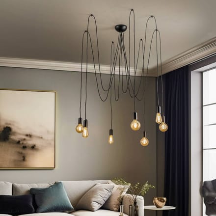 Nowodvorski Lighting Hanglamp Spider in zwart, 7-lamps