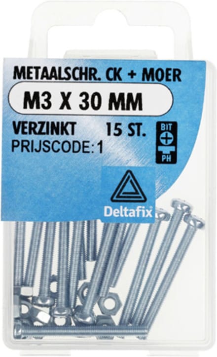 Metaalschroeven cilinderkop verzinkt m3x30mm