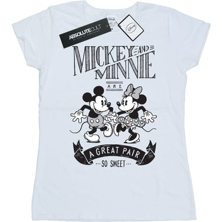 Disney Dames/Dames Mickey en Minnie Mouse Geweldig Paar Katoenen T-Shirt (Wit)