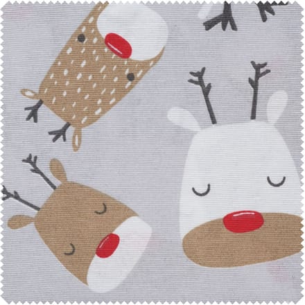 Motiefstof in linnenlook "Red Nose Rudi"
