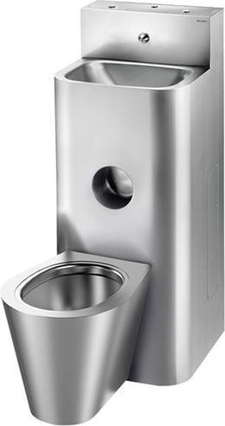 Combi KOMPACT wast WW/KW staand WC centr. RVS 304 mat gepol.