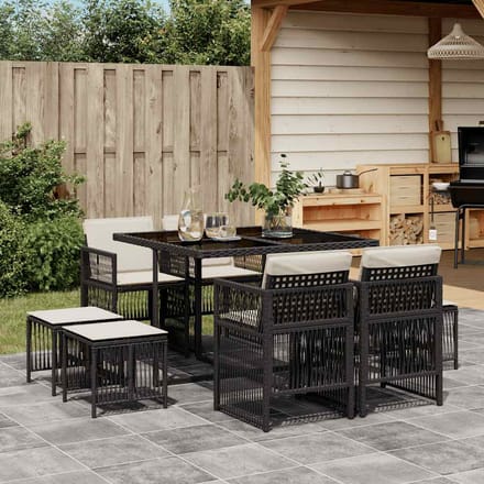 vidaXL - 9-delige - Tuinset - poly - rattan - zwart