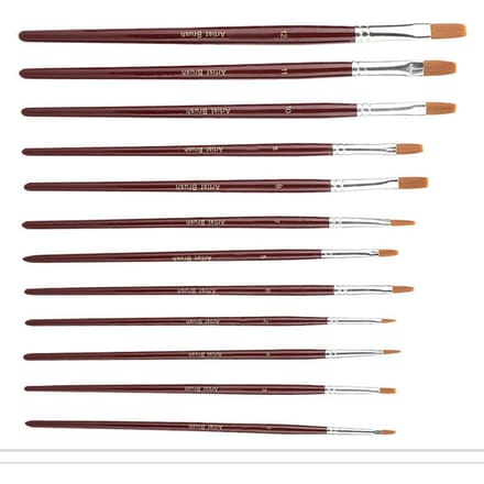 12 Pcs Pinceaux de Dessin en Poils de Nylon Rouge Vin Set d'Outils pour Peinture Artistique(appartement) brown