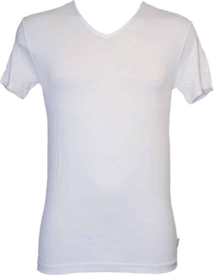 Bamboe heren t-shirt met v-hals – White – XXL