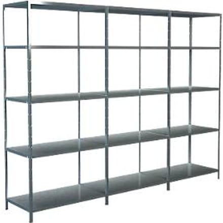 Legborden zonder bouten, H 2000 x B 2600 x D 500 mm, gegalvaniseerd